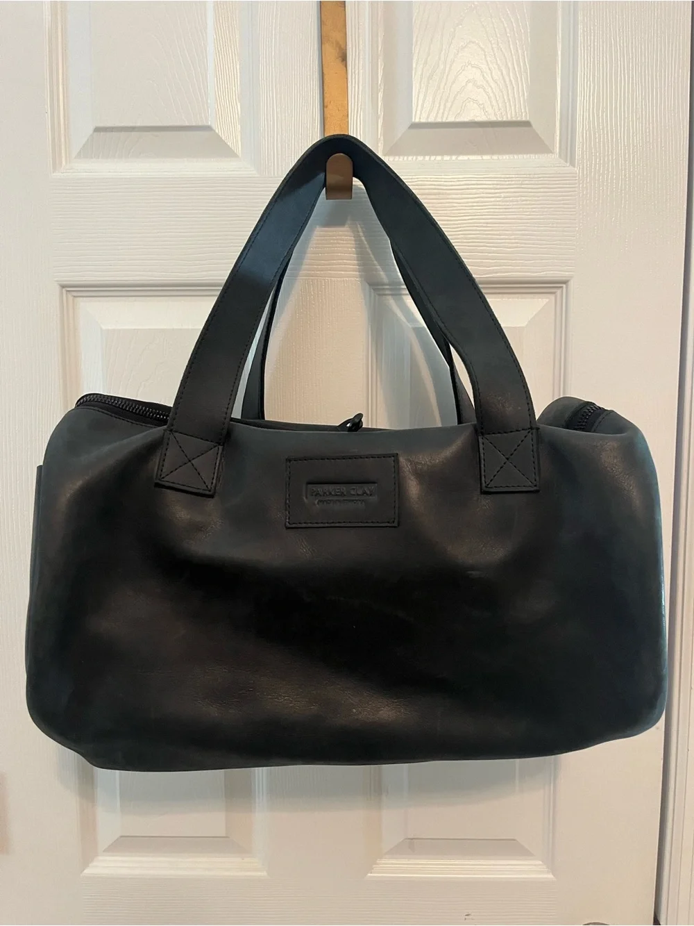 🖤 Parker Clay Black Leather Barrel Duffel Bag